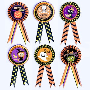 Halloween Costume Contest Prize Ribbons and Voting Slip Customizable Printables -- DIGITAL -- Awards for Scariest, Custest, Best Costume