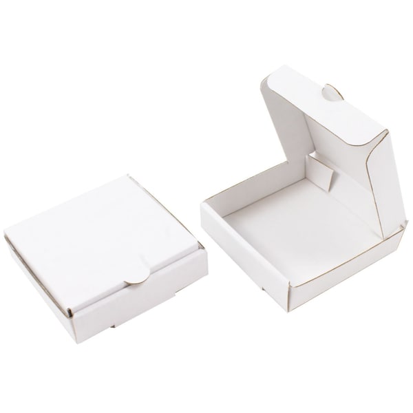 8 White 4" Mini Pizza Boxes - Sturdy cardboard! (Food Box, Party Favor, Cake Box, Cookie Box)