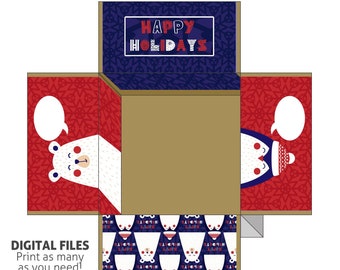 Care Package Sticker Printables - DIGITAL DOWNLOAD - Christmas Holidays Penguin Polar Bear Missionary Box Flaps