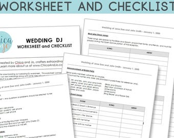 Wedding DJ Worksheet and Checklist - DJ Timeline and Dos/Don'ts for Wedding Planning