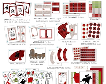 Kentucky Derby Party Printables -- DIGITAL -- Betting Slips, Favors, Award Ribbons, Cupcake Picks,  Customizable Invitation, and more!