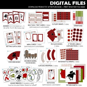 Kentucky Derby Party Printables DIGITAL Betting Slips, Favors, Award Ribbons, Cupcake Picks, Customizable Invitation, and more image 1