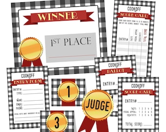 Cook Off Party Printables - DIGITAL - Customizable for any cookoff! - Invitations, Ballots, Score Cards, Awards, Entry Forms, and more!