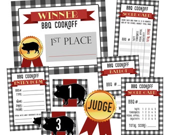 BBQ Cook Off Competition Printables - DIGITAL - Invitation, Voting Ballots, Score Cards, Award Certificates, Contest Entry Forms