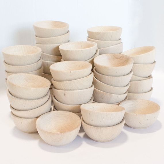 50 Small Wooden Bowls Round Wood Bowl Pinch Pot Pinch Etsy