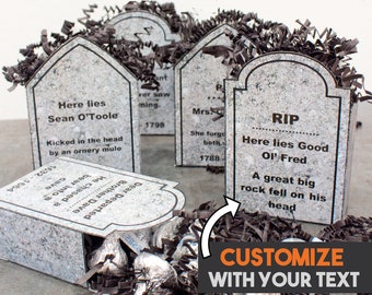 Tombstone Favor Boxes Printables -- DIGITAL -- Editable --  For Personalized Halloween Party Favors or Trick or Treat Packaging