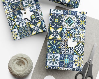 Portuguese Hand Painted Tile Gift Wrap Wrapping Paper