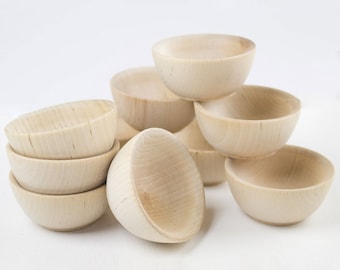 10 Small Wooden Bowls - Round Wood Bowl - Pinch Pot - Pinch Bowl - Ring Bowl - Salt Cellar - Great for Chef Gift or Rustic Wedding Favors