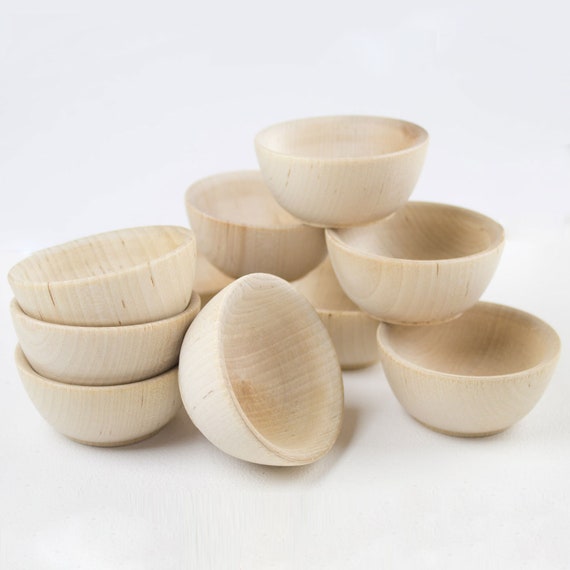 10 Small Wooden Bowls Round Wood Bowl Pinch Pot Pinch Etsy