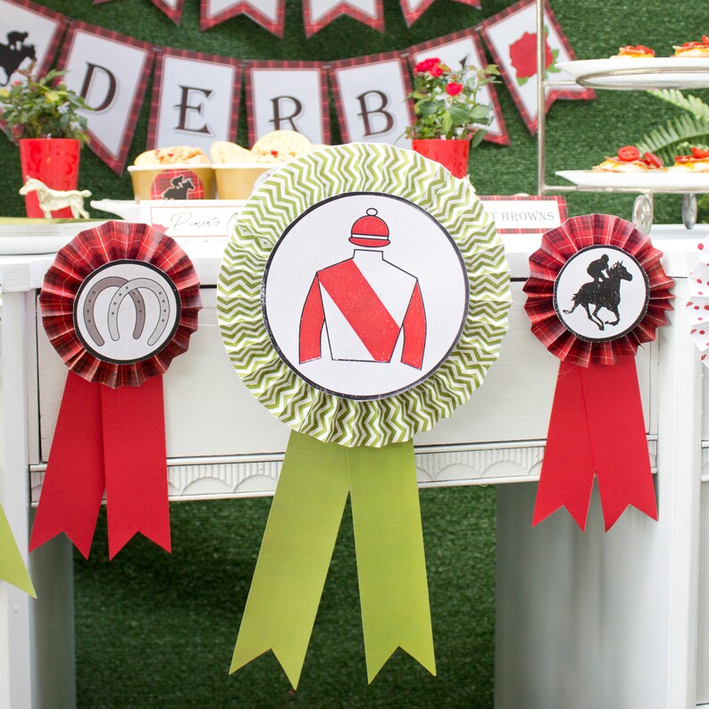 Kentucky Derby Party Printables DIGITAL Betting Slips, Favors, Award Ribbons, Cupcake Picks, Customizable Invitation, and more image 4