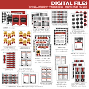 Chili Cook Off Party Printables DIGITAL Invitation, Voting Ballots, Chili Numbers, Score Cards, Award Certificates, Contest Entry Forms image 2