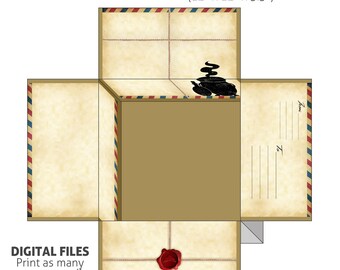 Wizard Post Care Package Sticker Printables - DIGITAL DOWNLOAD - Vintage Holidays Christmas Missionary Box Flaps