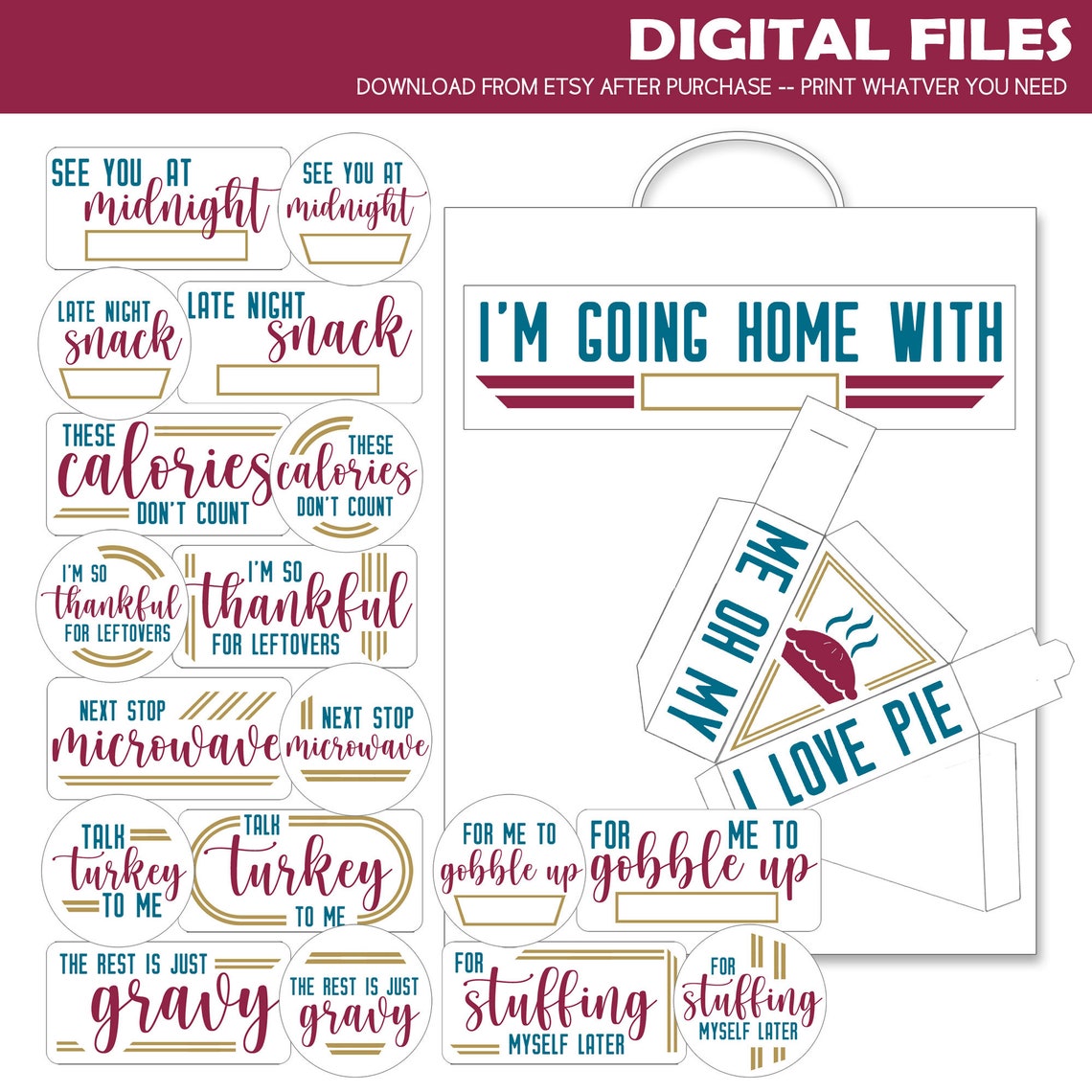 Thanksgiving Leftovers Printables DIGITAL Stickers Bag - Etsy