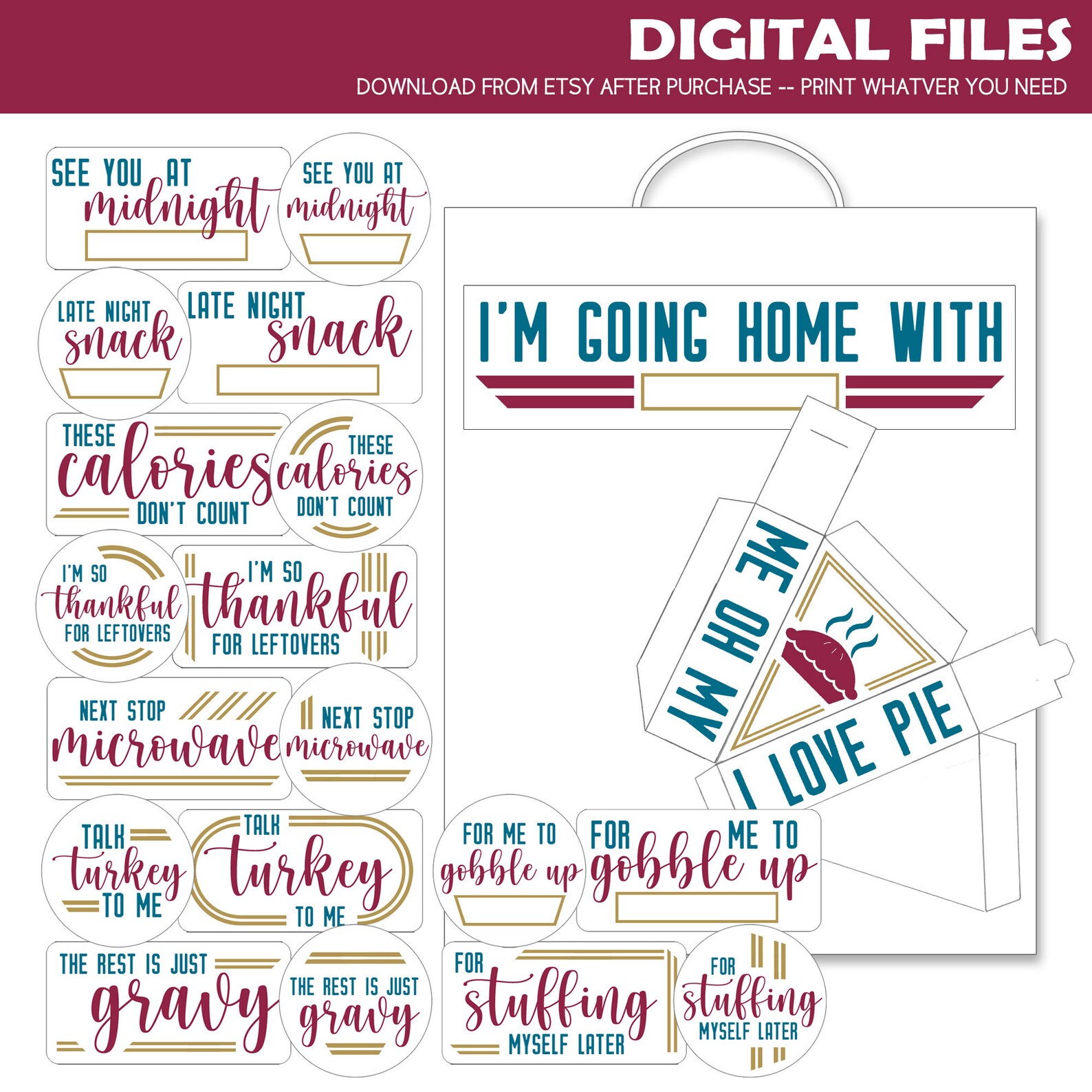 Thanksgiving Leftovers Printables DIGITAL Stickers Bag - Etsy