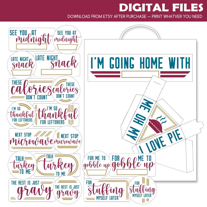 Thanksgiving Leftovers Printables DIGITAL Stickers Bag - Etsy