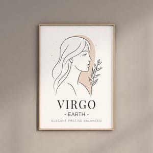 Virgo Zodiac Wall Art Print Digital Download Earth Sign Astrology Poster Modern Minimalist Boho Decor Virgo Gift For Her Printable Star Sign