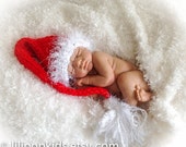 Christmas Baby Hat Photo prop Knitted Munchkin Hat Red White Elf Hat Newborn Toddler
