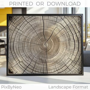 Rustic Tree Trunk Art – Sepia Woodgrain Texture Poster, Horizontal Wood Slice Mural, Vintage Nature Rings Print, Natural Decor Wall Art