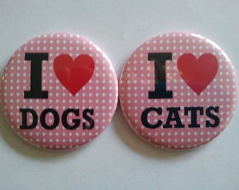 Pocket Mirror - I Love Dogs or I Love Cats ...adorable