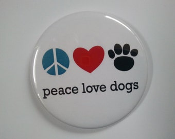 Pocket Mirror - PEACE, LOVE, DOGS - adorable Compact Cosmetics Handbag Purse