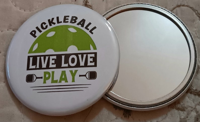 Pocket Mirror or Magnet PICKLEBALL cosmetic makeup compact image 1