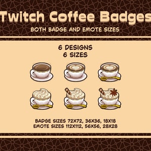 6 x Twitch Sub Badges / Cheer Bit Badges | Coffee