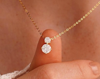 Dainty Diamond Pendant Necklace, Sterling Silver CZ Necklace, Wedding Diamond Jewelry, Bridal & Bridesmaids Gifts, Christmas Gifts for Her