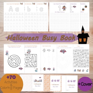 Halloween Printable Games Bundle, Halloween Busy Book, Activity book for toddlers, Homeschool Digital Binder, ABC Tracing Activities
