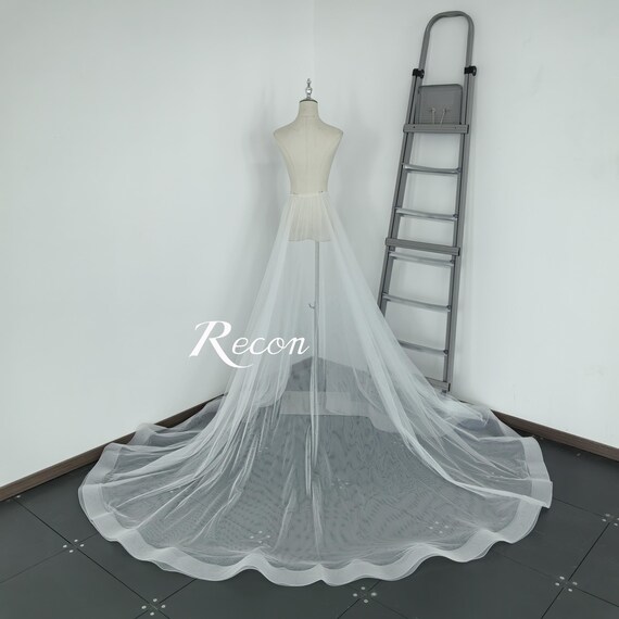 Traine amovible en tulle uni surjupe en tulle amovible deux epaisseurs traine attachee a la robe de mariee superposition pour mariage de mariee Recon 36 Etsy France
