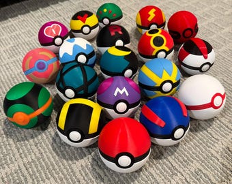 Poke Ball Functional Opening Container  with Hinge 3D Print Replica Pokeball - Multiple options!