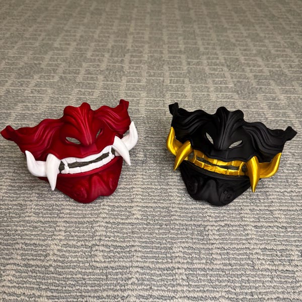 Máscara Oni de samurái para cosplay, disfraz impreso en 3D