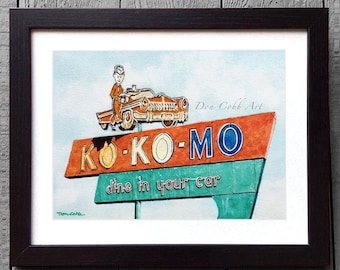 KoKoMo Drive Inn Art, Framed/Matted Signed Prints ( 3 Sizes)