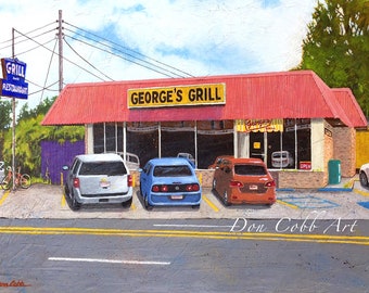 Shreveport, George's Grill, Cafe, Diner, Restaurant, Art Prints, Framed Prints, Canvas Gallery Wrap Prints