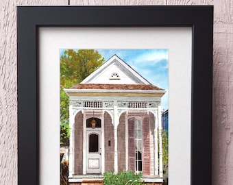 New Orleans Art, Shotgun House Art, Framed, Signed Prints, Pink Shutters