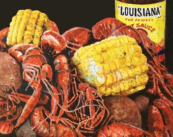 Crawfish Boil Art, Louisiana, Art Prints, Framed Prints, Canvas Gallery Wrap Prints