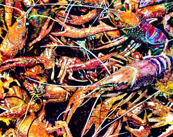 Crawfish Art - Louisiana - Angry Crawfish - Art Prints - Framed Prints - Canvas Gallery Wrap Prints