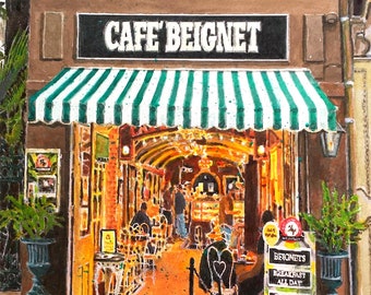 Cafe Beignet - New Orlean's Art - Cafe - Diner - Restaurant - Art Prints - Framed Prints - Canvas Gallery Wrap Prints