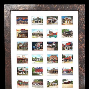 Shreveport, Bossier 18.5 x 22.5 Frame, 24 City Icons and Restaurants, Signed Matted Print