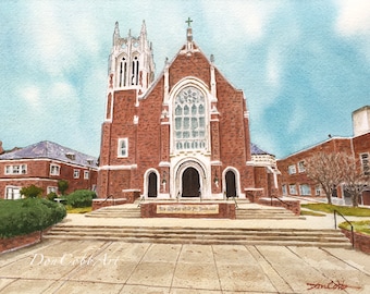 St. John's Catholic Church - Shreveport - Louisiana - Watercolor Artwork - Art Prints - Canvas Gallery Wrap Prints - Framed Prints