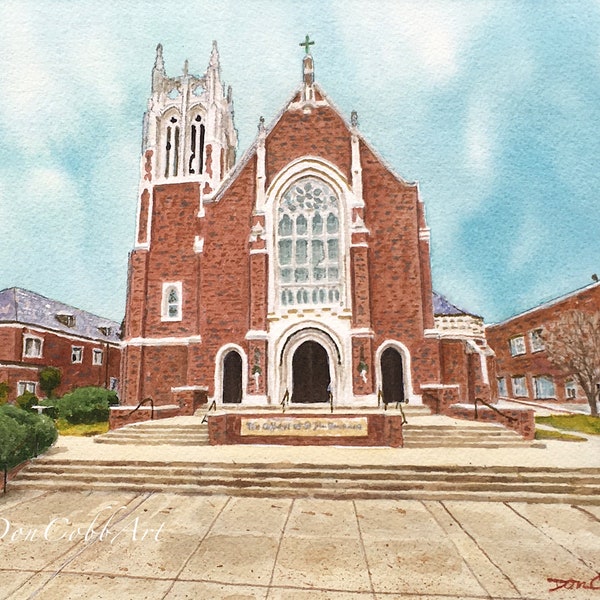 St. John's Catholic Church - Shreveport - Louisiana - Watercolor Artwork - Art Prints - Canvas Gallery Wrap Prints - Framed Prints