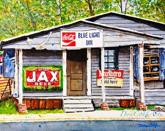 Blue Light Inn, Louisiana Blues Bar, Art Prints, Framed Prints, Canvas Gallery Wrap Prints