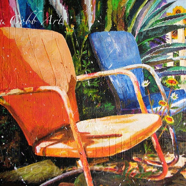 Metal Lawn Chairs Art - Relax - Art Prints - Framed Prints - Canvas Gallery Wrap Prints