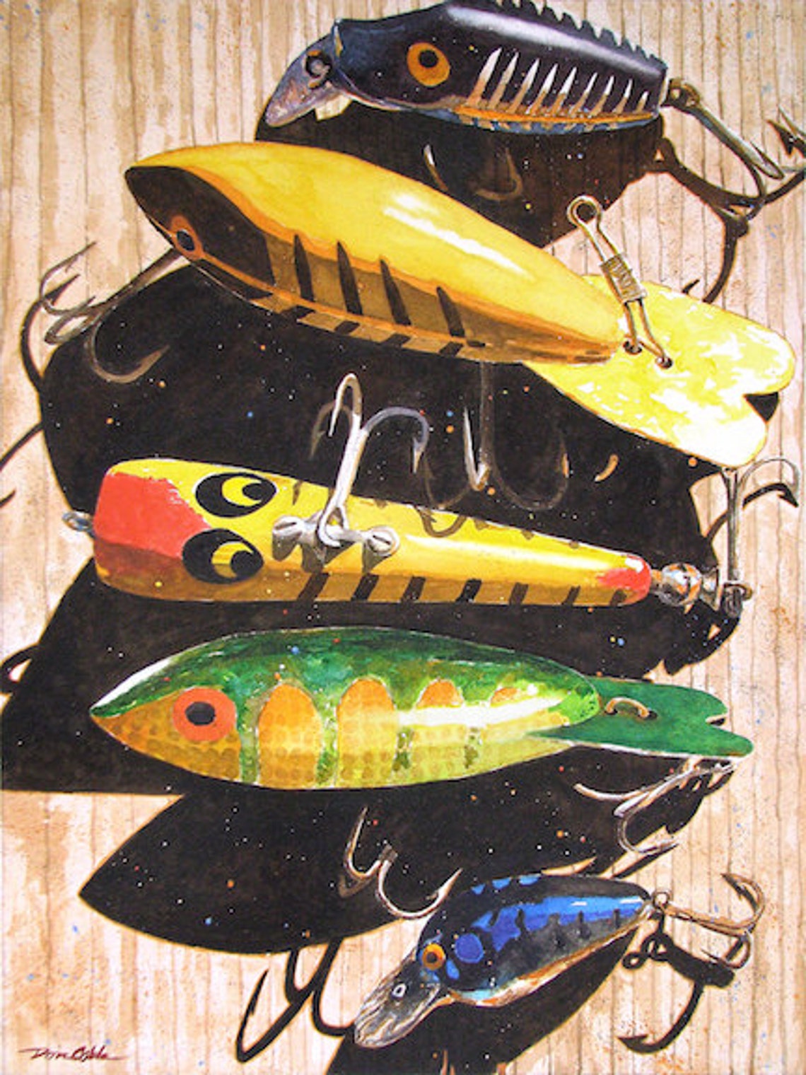 Fishing Lure Art 22x12 Framed Matted Prints in Triple Etsy