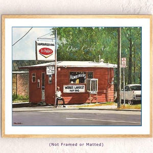Original Watercolor Painting, Big Springs, Texas, Hamburger King, NOT A PRINT, Not Framed