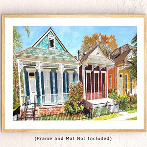 New Orleans Art, Victorian Shotgun Houses, NOLA Dryades St., Signed Framed Prints, Canvas Gallery Wrap Prints,  Signed Art Prints