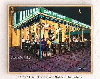 KZ098 【ビンテージ90's】 Lane レーン　モダンアート Cafe Du Monde New Orleans Art Print: Signed and Numbered, Diner