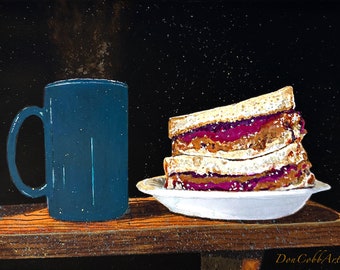 Peanut Butter and Jelly Sandwich, Watercolor, Art Prints, Canvas Gallery Wrap Prints, Framed Prints