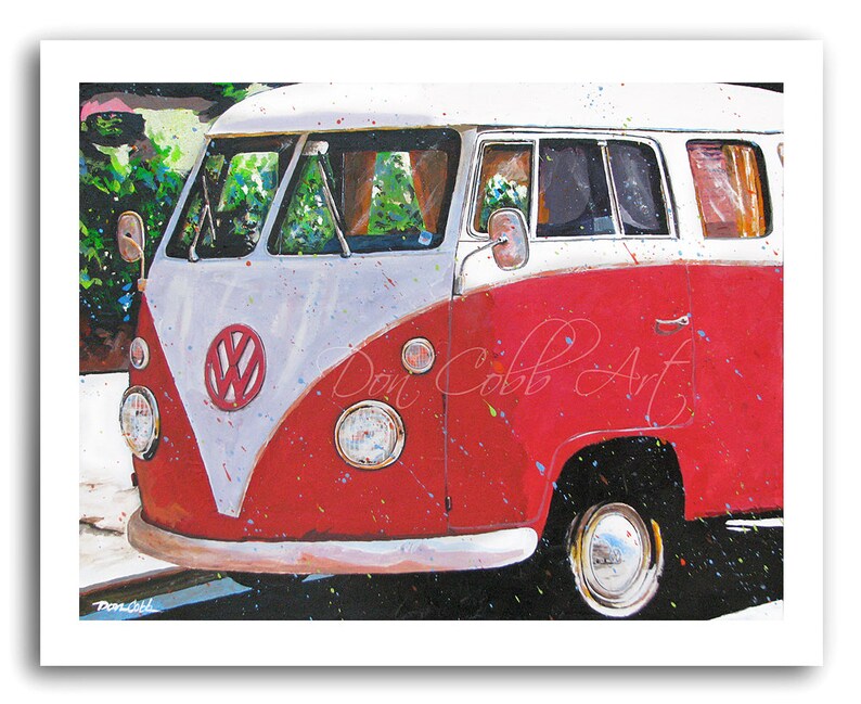Volkswagen Bus Art Red Hot Samba Prints Signed And Etsy