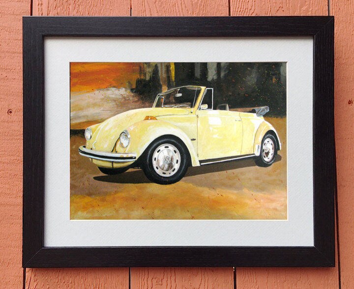 Volkswagen Art VW Beetle Convertible Framed and Etsy