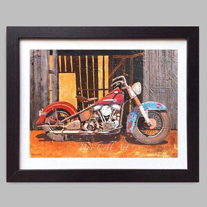 Harley Davidson, 1950 Pan Head, Motorcycle Art, Harley Barn Find, Framed Borderless Prints, Signed and Numbered